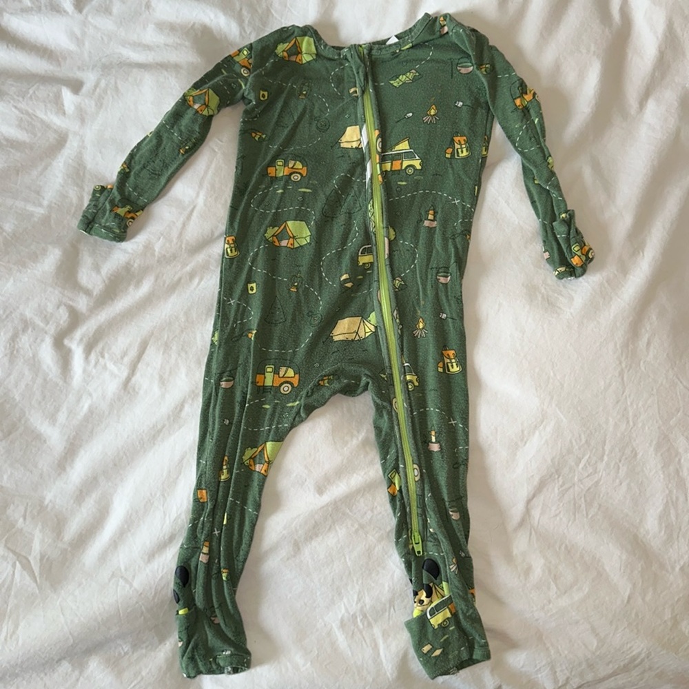 Bellabu Bear Camping Bamboo Convertible One Piece - 9-12 months